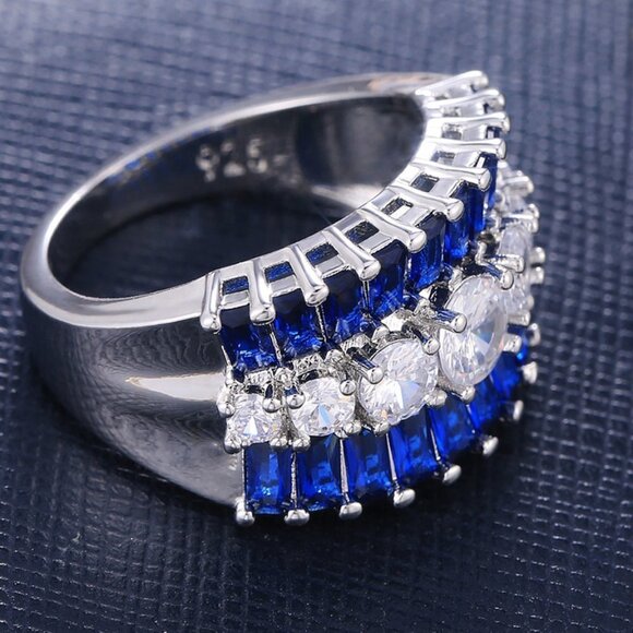 💥 Fashion Eternity Trendy Full Around Sapphire Beautiful Ring for Women,PD456 - Picture 5 of 10